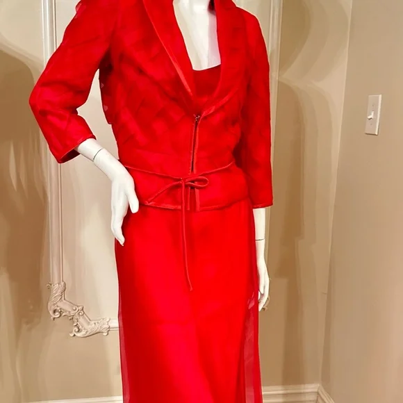 Escada Red Bolero Jacket  And Top Size 36 Flowy Skirt Size 34  / 3 Piece’s - Picture 14 of 15